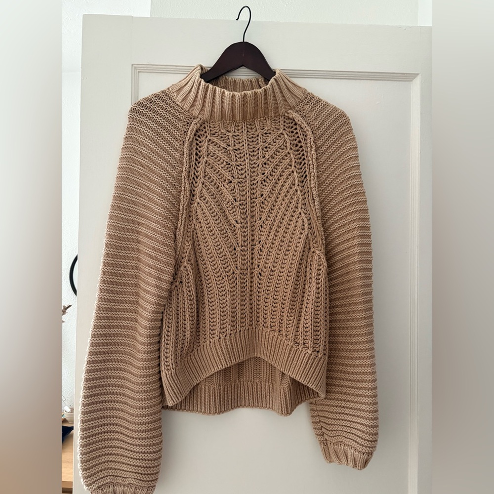 Free People Chunky Knit Tan Sweater